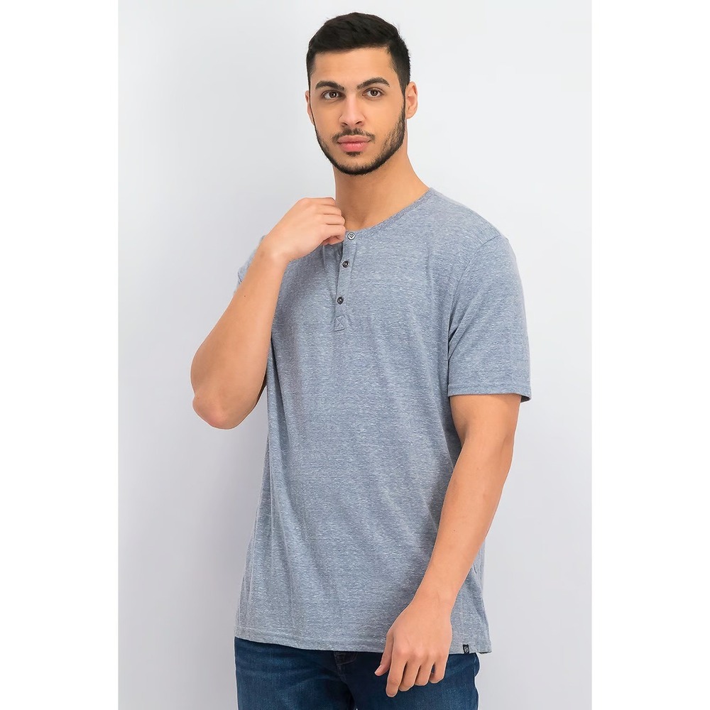 Threads 4 Thought Men Baseline Triblend Henley Shirt, Light Blue Size XS